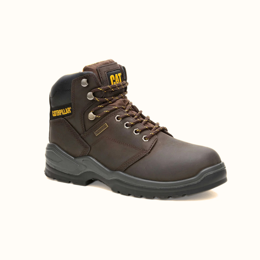 CAT Striver Waterproof Steel Toe Work Boot brown angle view