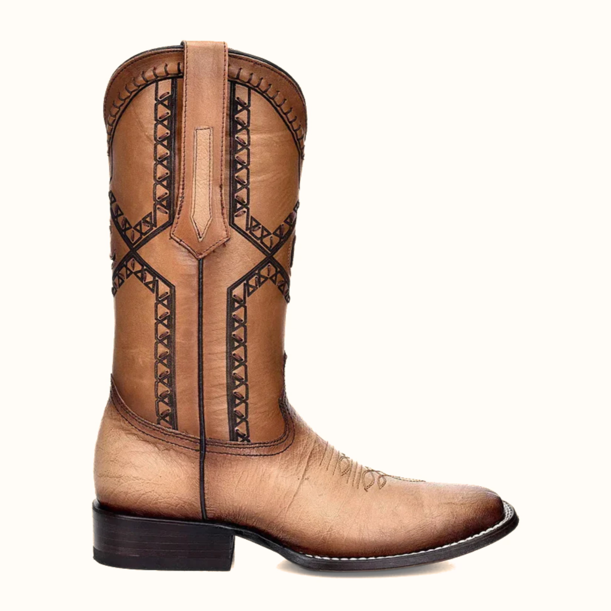 Cuadra Flame Oryx Ostrich Laser & Woven Square Toe Boot side profile