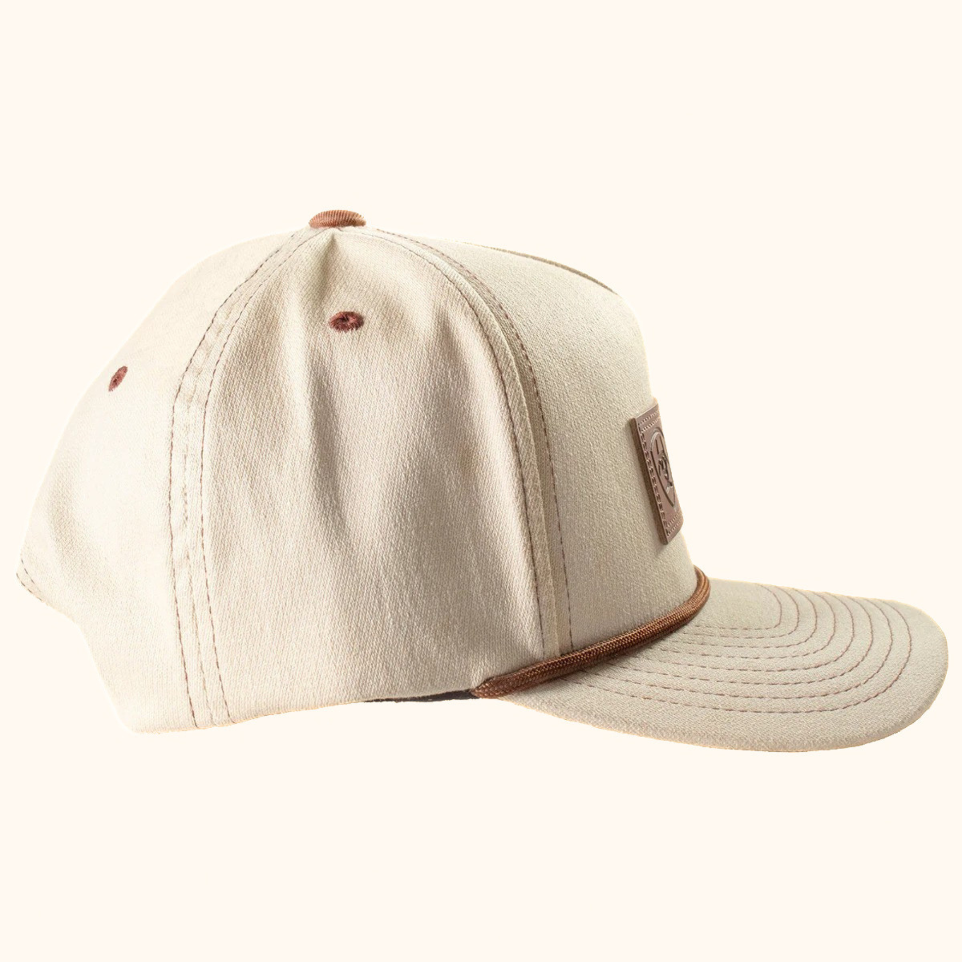 Ariat FlexFit 110 Faux Leather Patch Snapback Cap Khaki side view