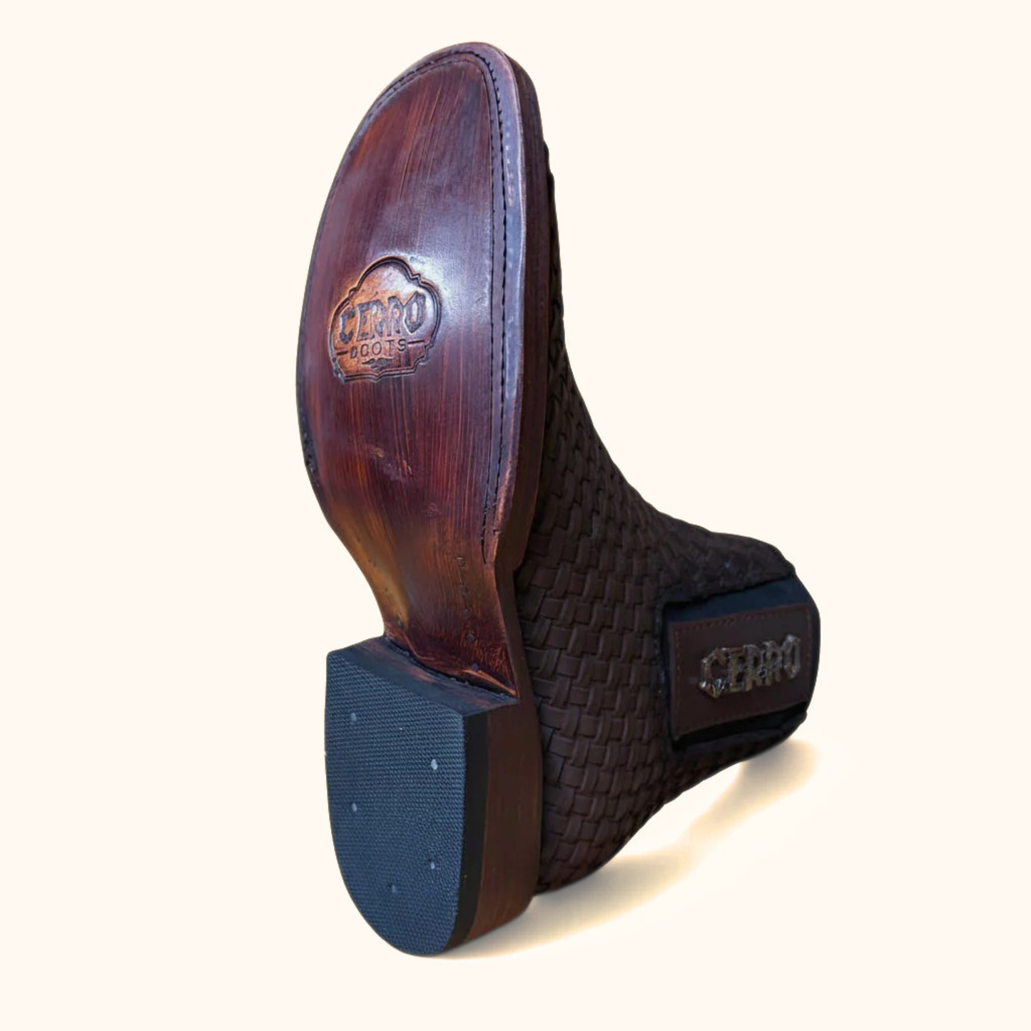 Cerro Petatillo Cafe Square Toe Botin outsole view