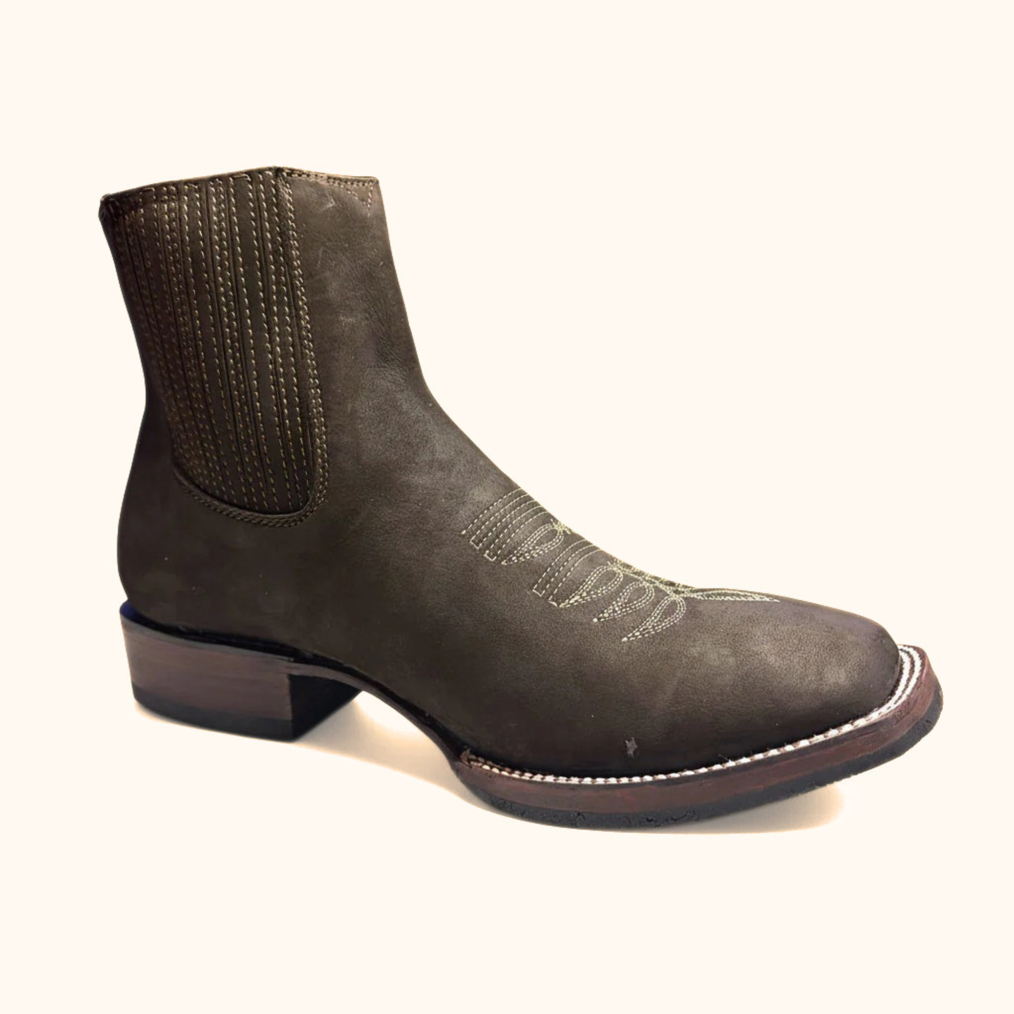Cerro 1710 Nubuck Cafe Square Toe Botin front angle