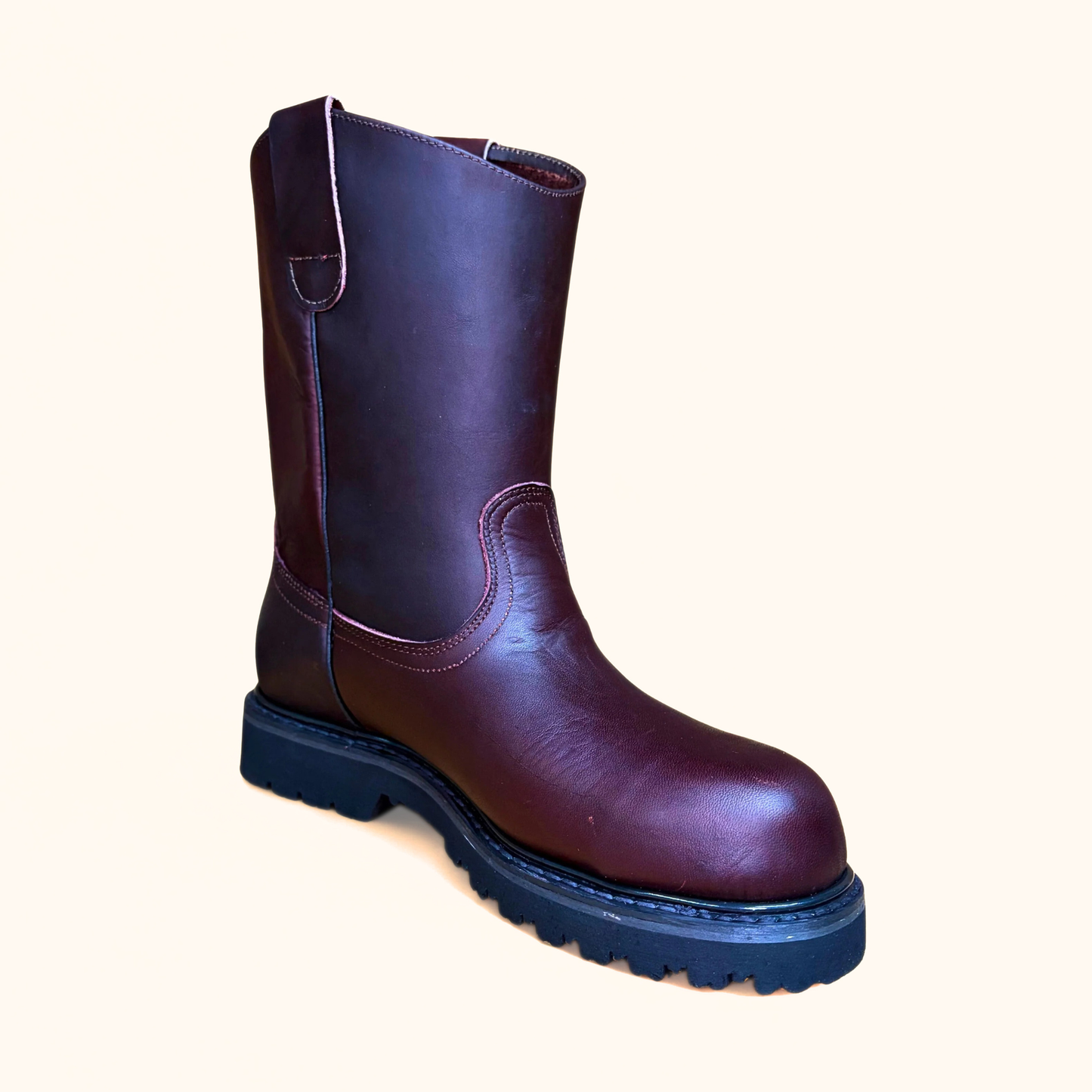 Cerro 640 Vino leather work boot angled side view