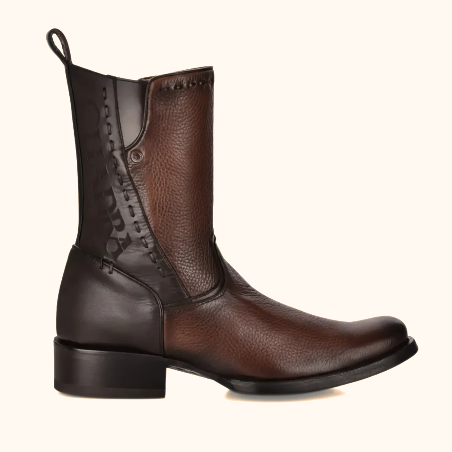 Side profile view of Cuadra Maple Deer Laser & Woven Round Boot