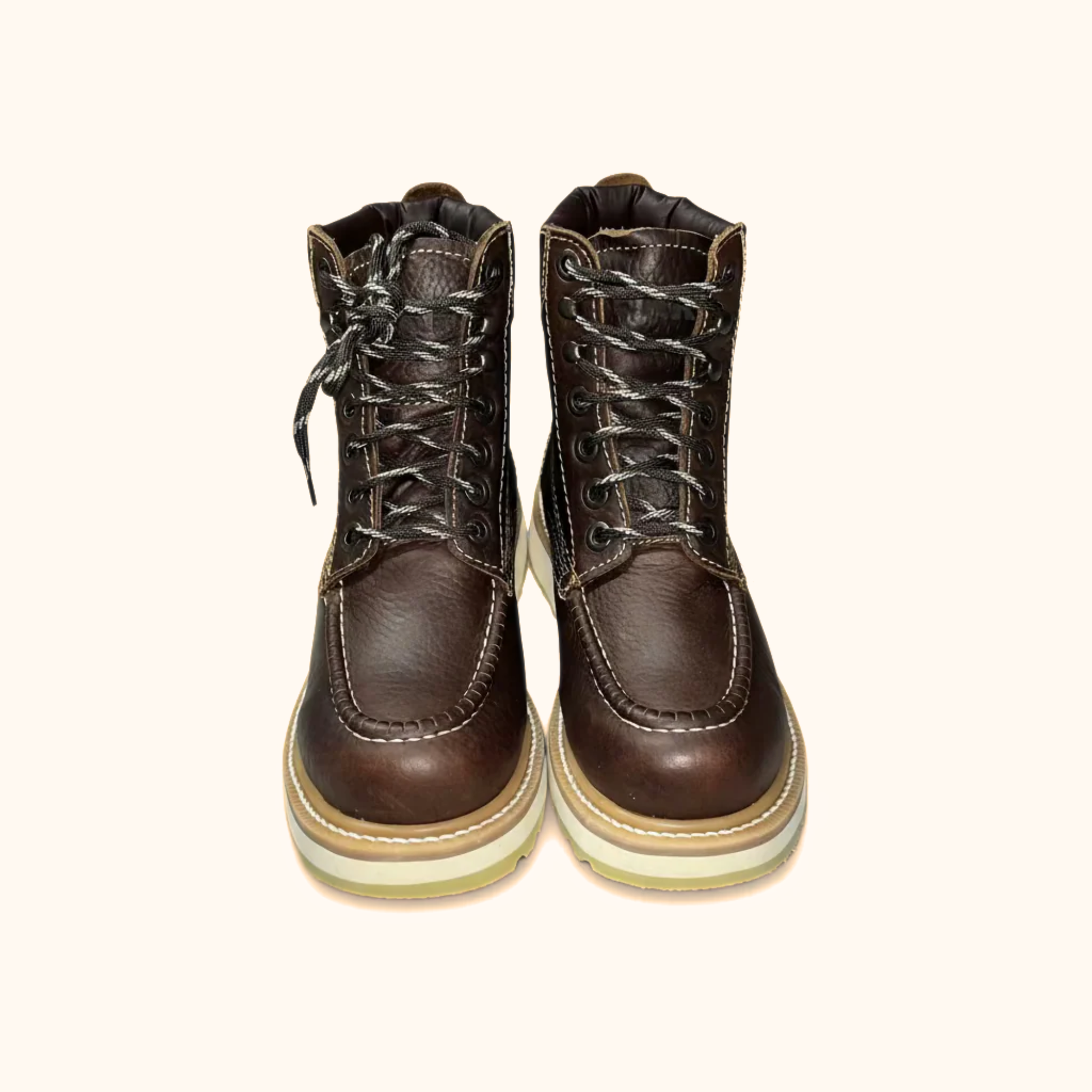 Front view of a pair of Cerro Total Terreno Work Boots in brown