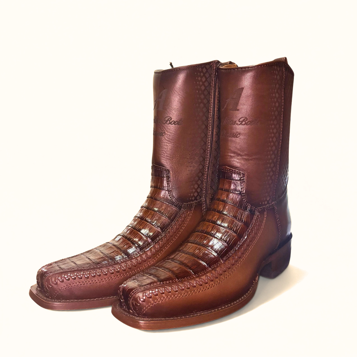 Caiman belly boot pair front angle