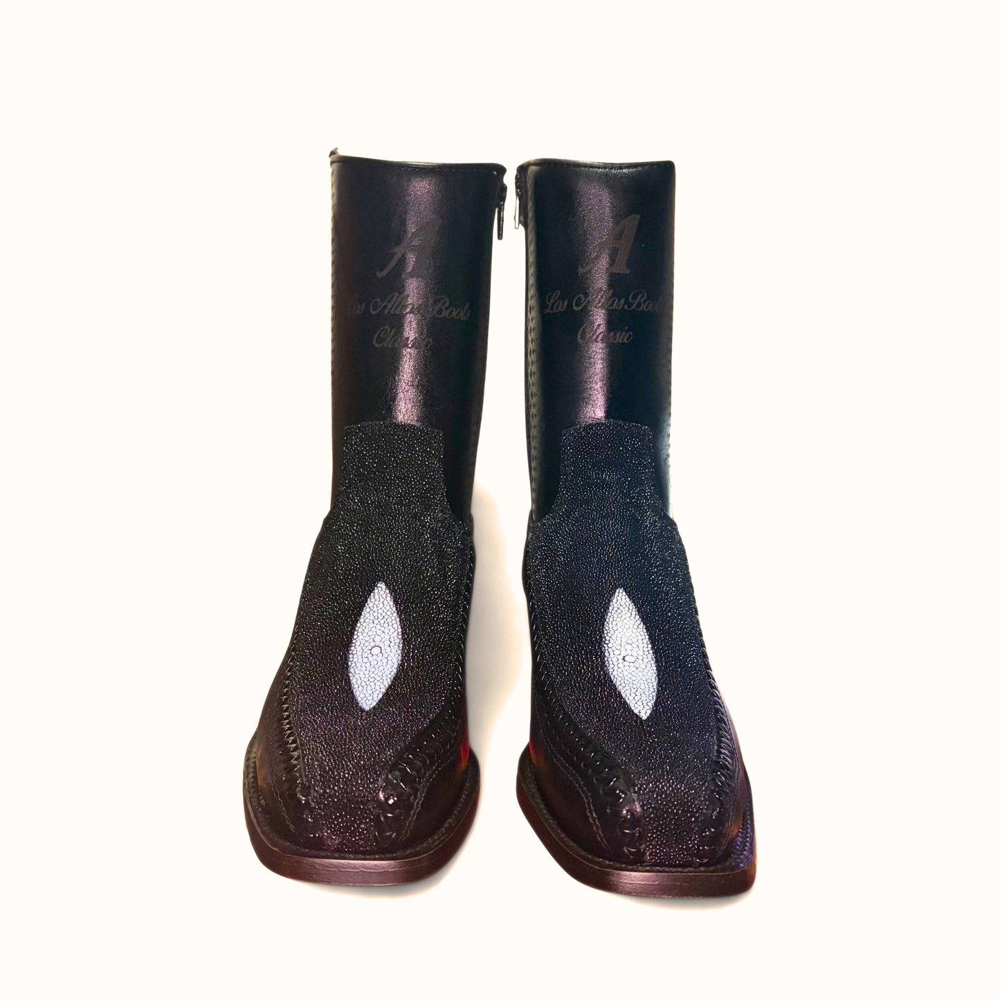 Los Altos Stingray Single Stone 7X Toe Low Shaft Boot pair front view