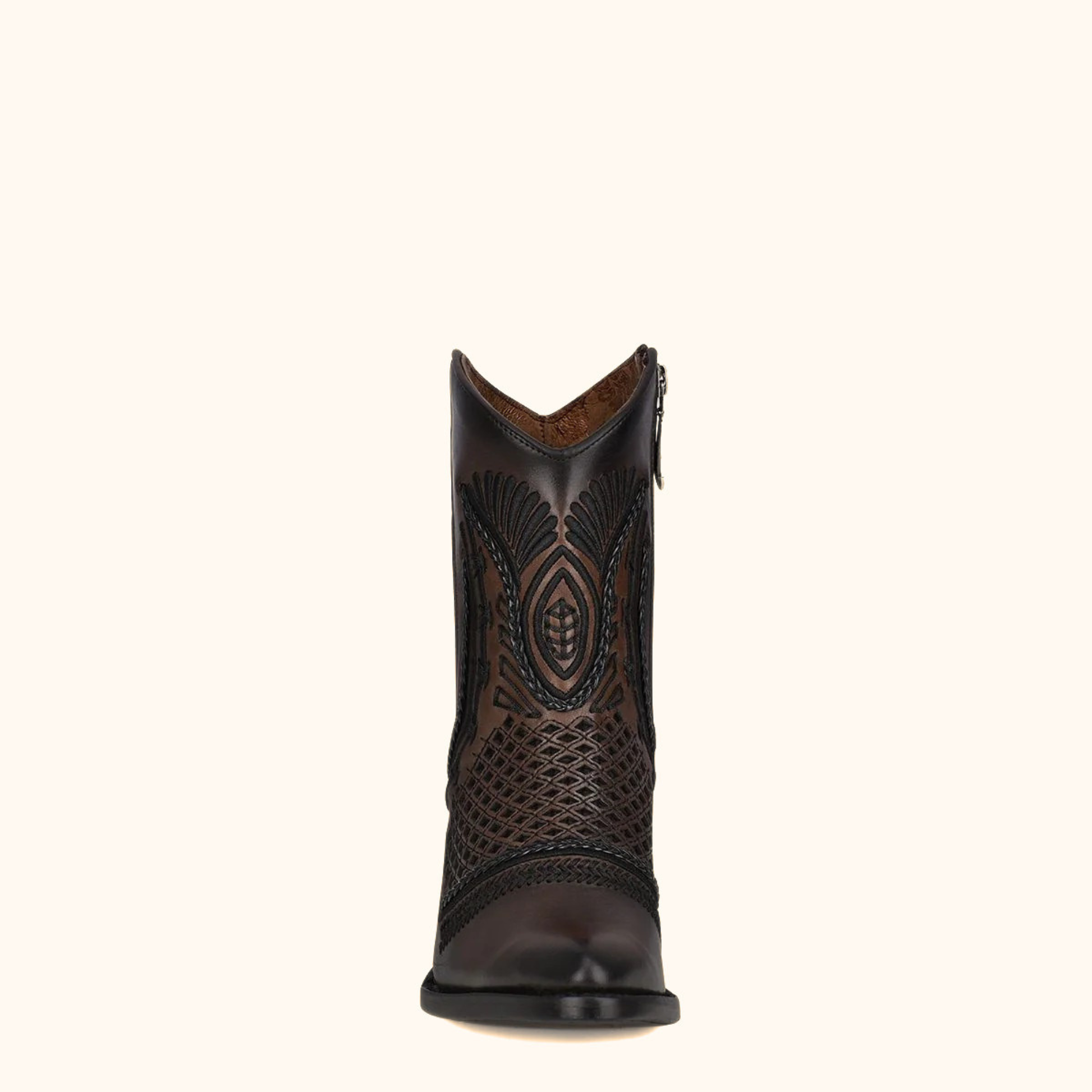 Cuadra Artisan Embroidered Leather Ankle Booties front view
