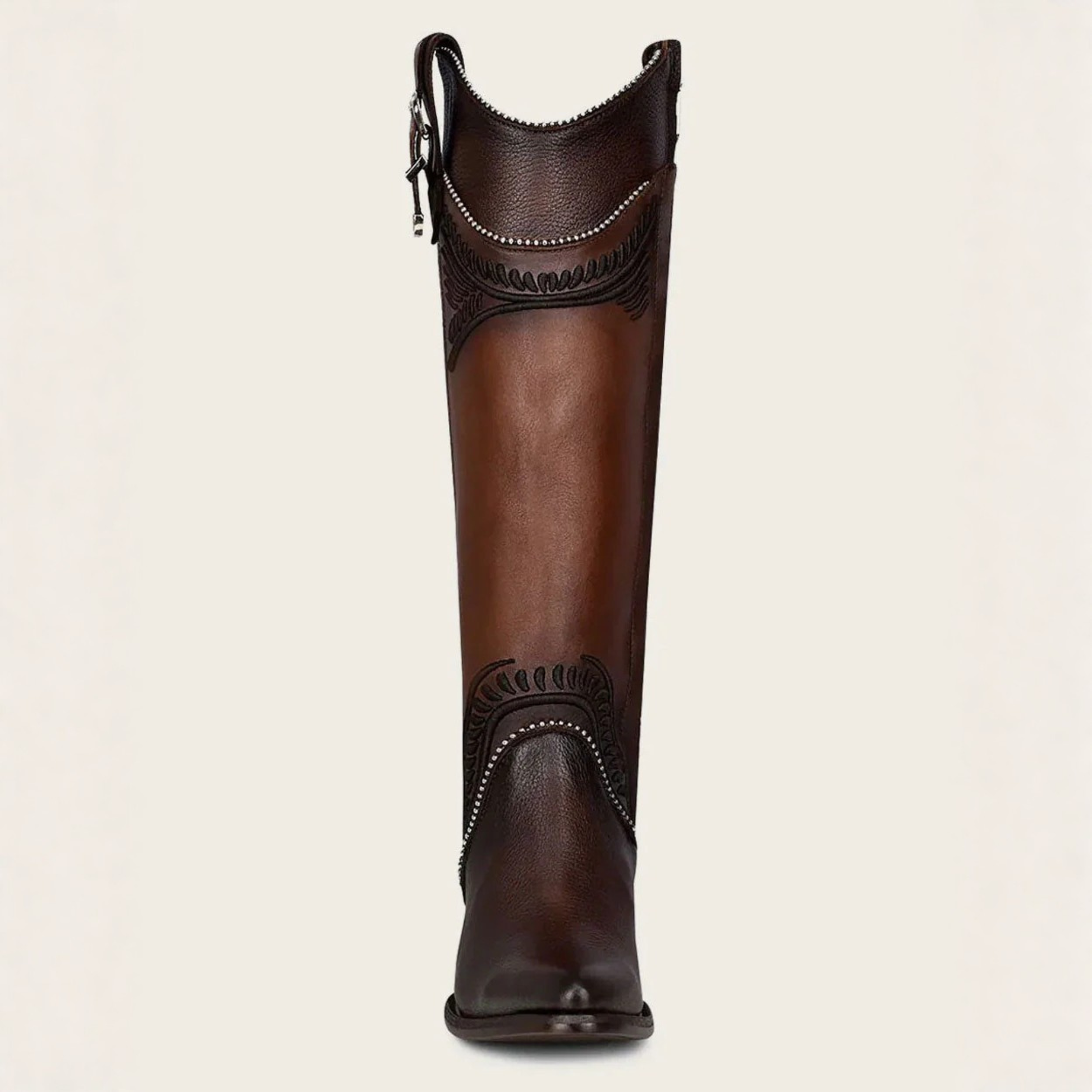 Cuadra Elegant Honey Embroidered Knee High Boot front view