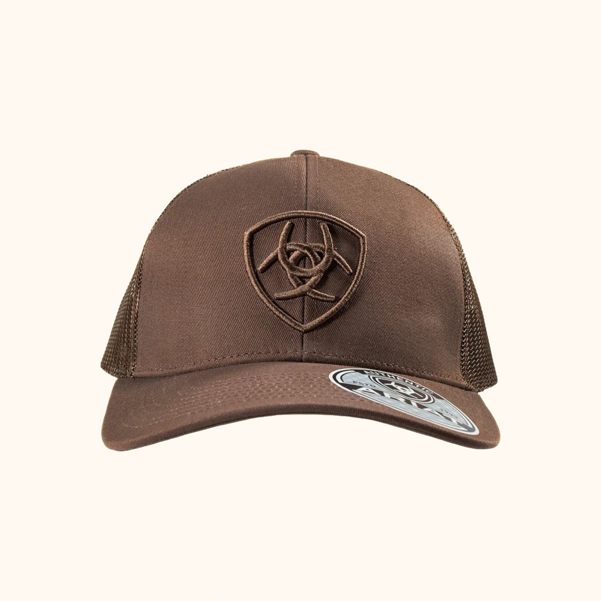 Ariat Shield Logo Snapback Cap Brown front view