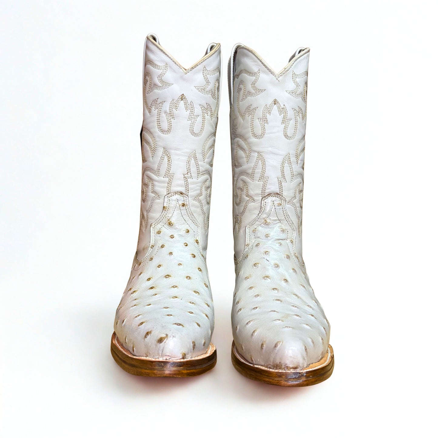 Arius Ostrich Print Texas Western Boot front pair view