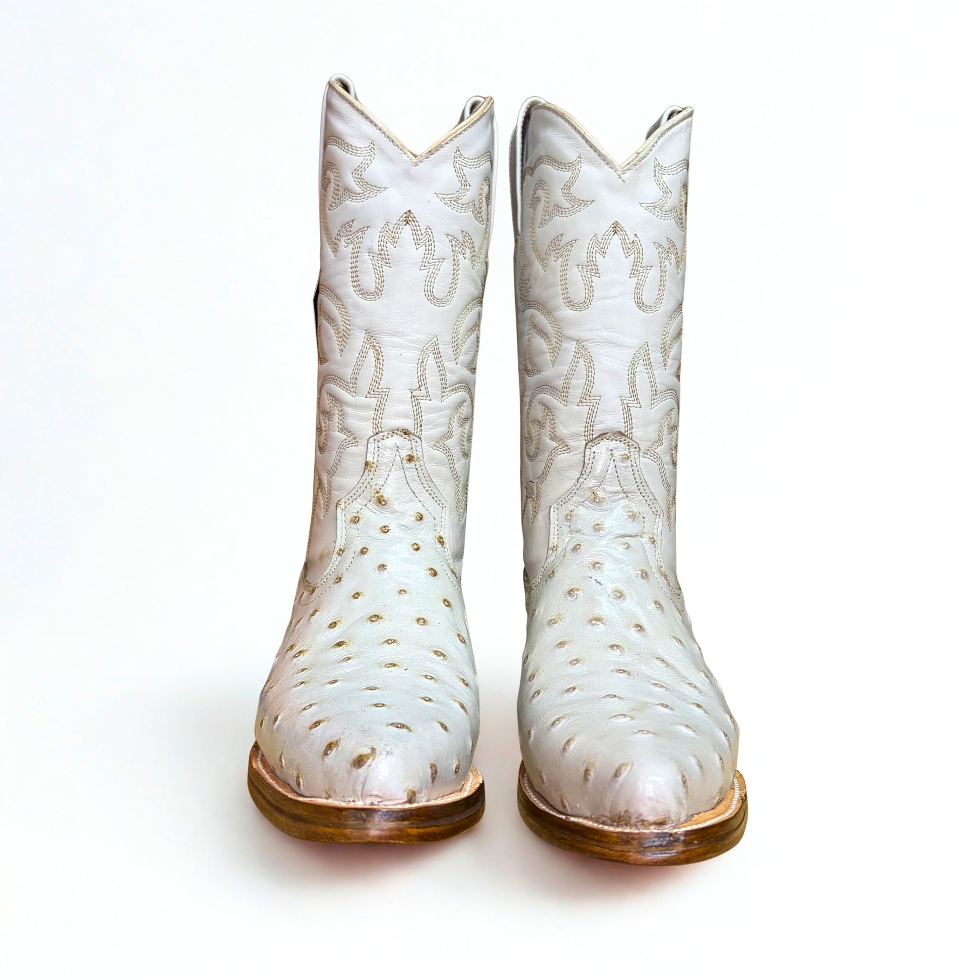 Arius Ostrich Print Texas Western Boot front pair view