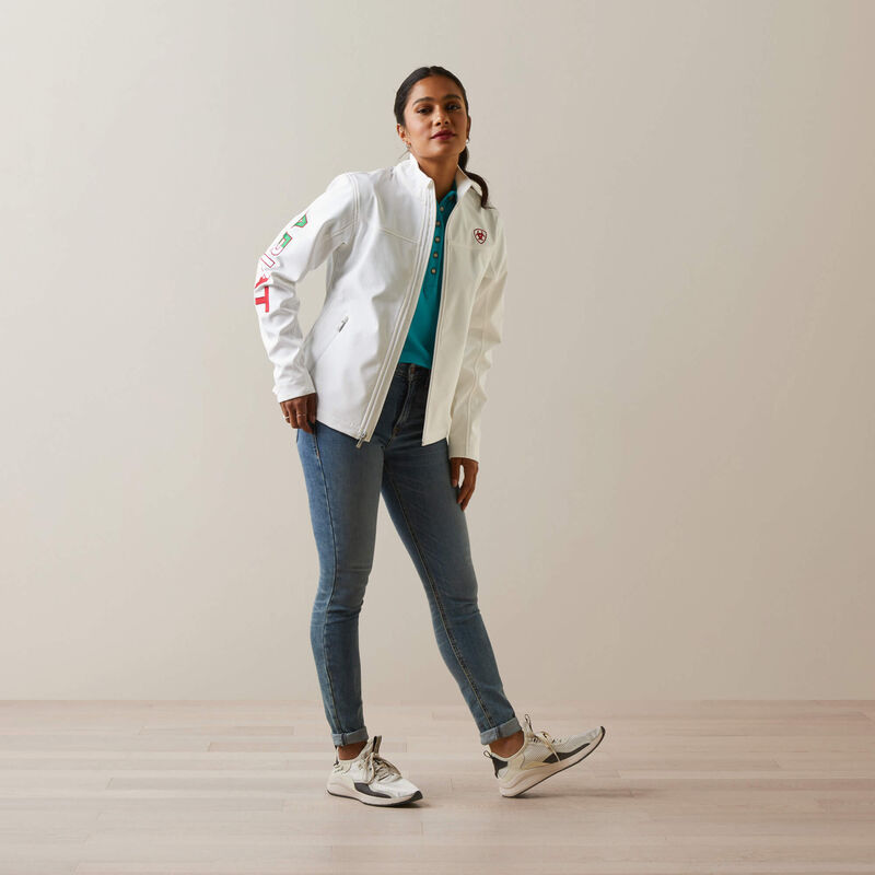 Full body view of Ariat Classic Team Softshell Mexico Water Resistant Jacket