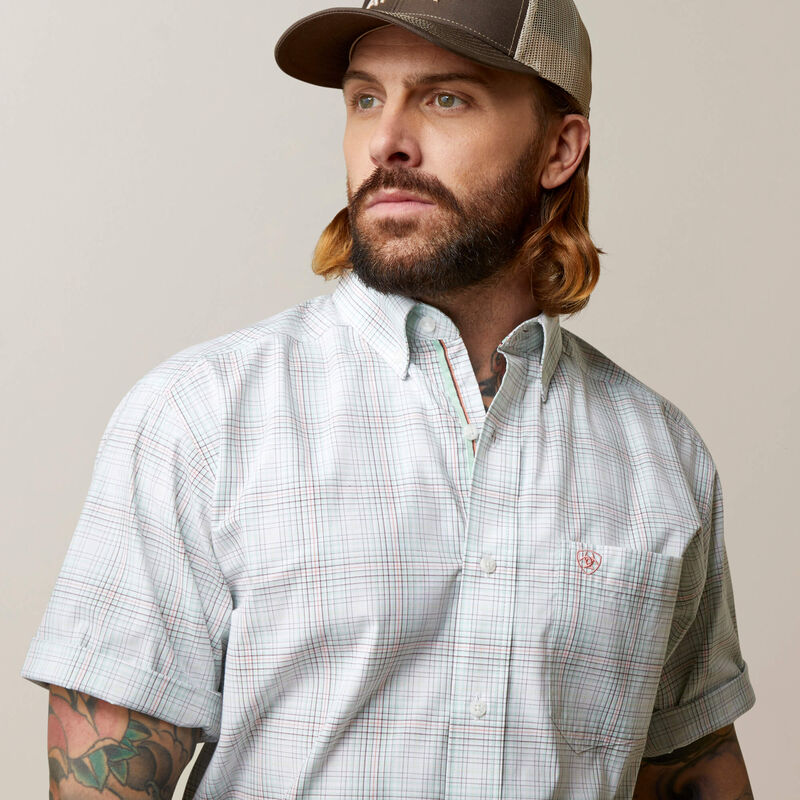 Close-up of Ariat Pro Series Alec Classic Fit Shirt showing fabric pattern and collar detail
