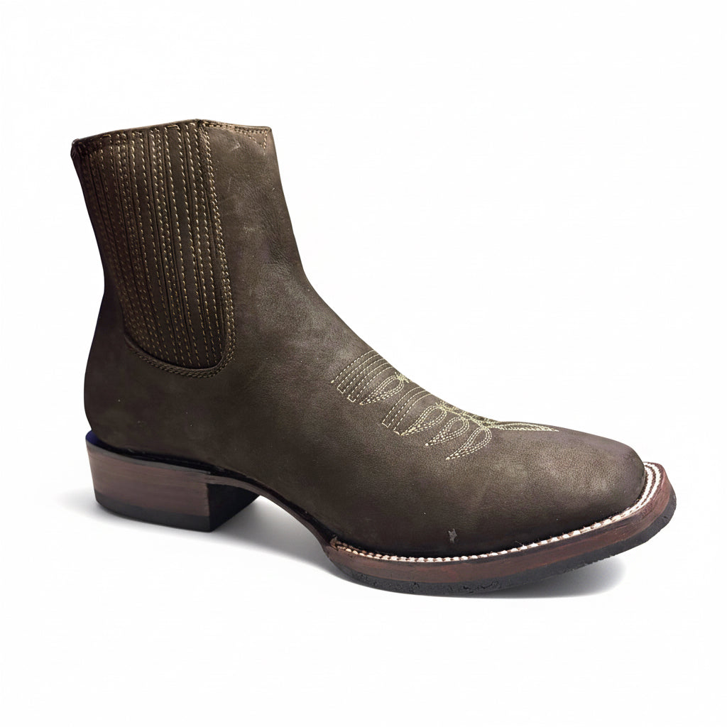 Cerro 1710 Nubuck Cafe Square Toe Botin front angle