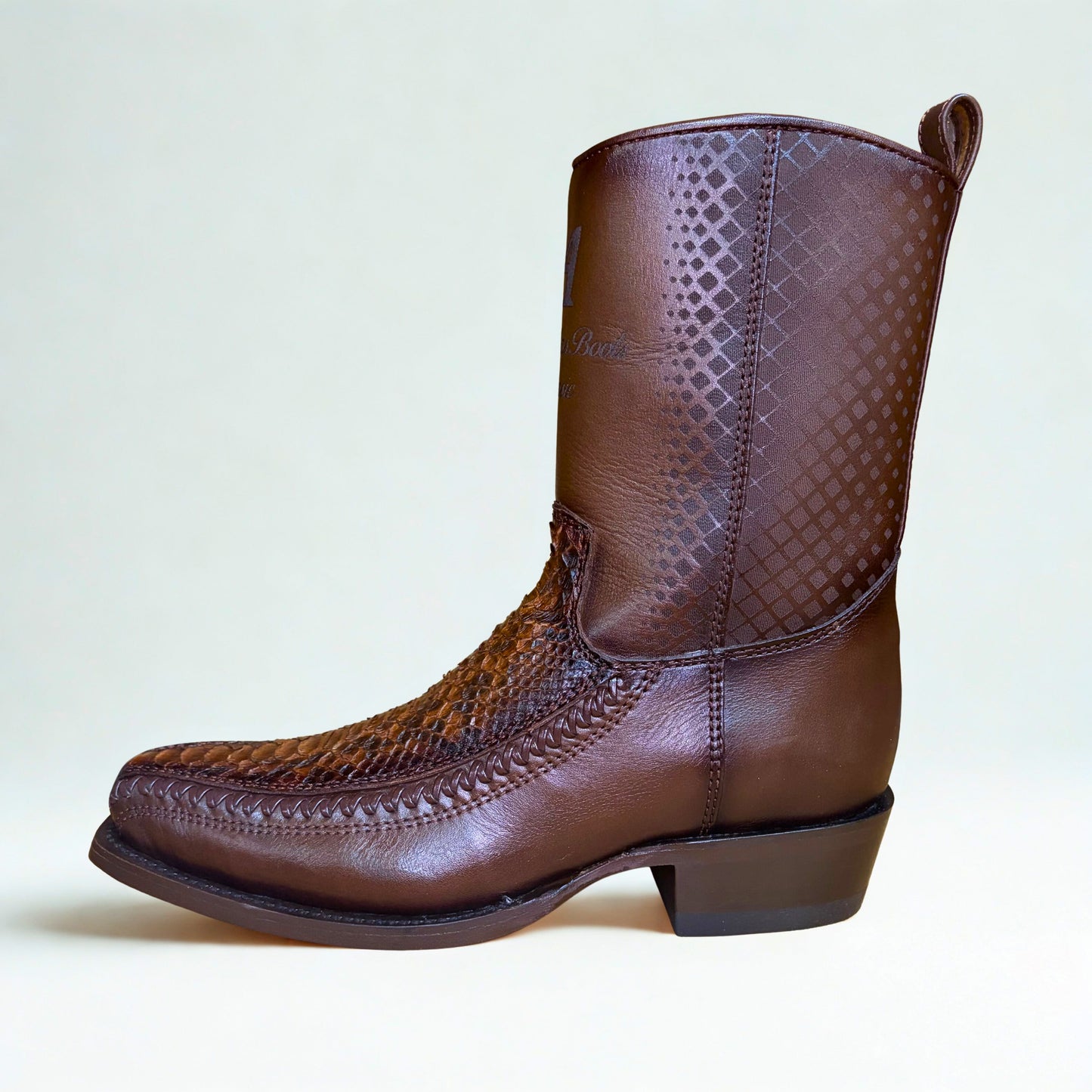 Los Altos Python Porto Faded Brown 7X Toe Low Shaft Boot side profile