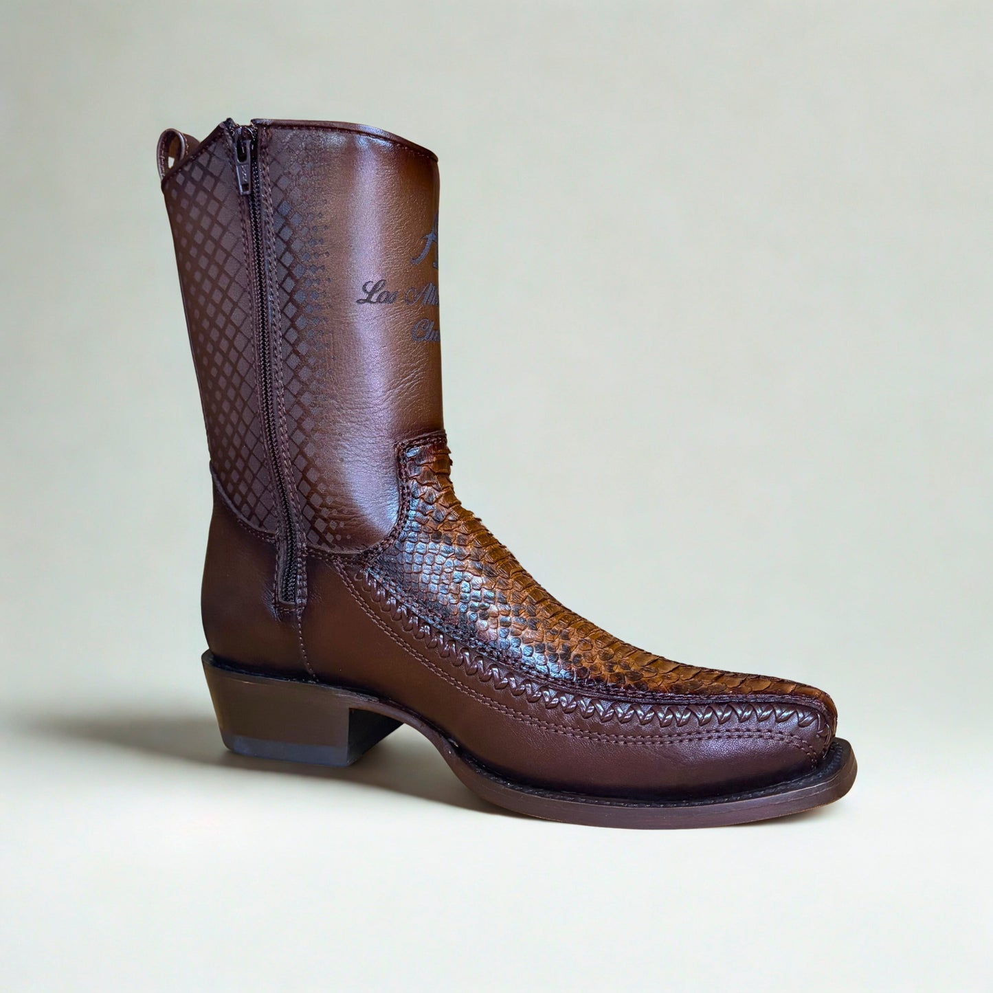 Los Altos Python Porto Faded Brown 7X Toe Low Shaft Boot opposite side view