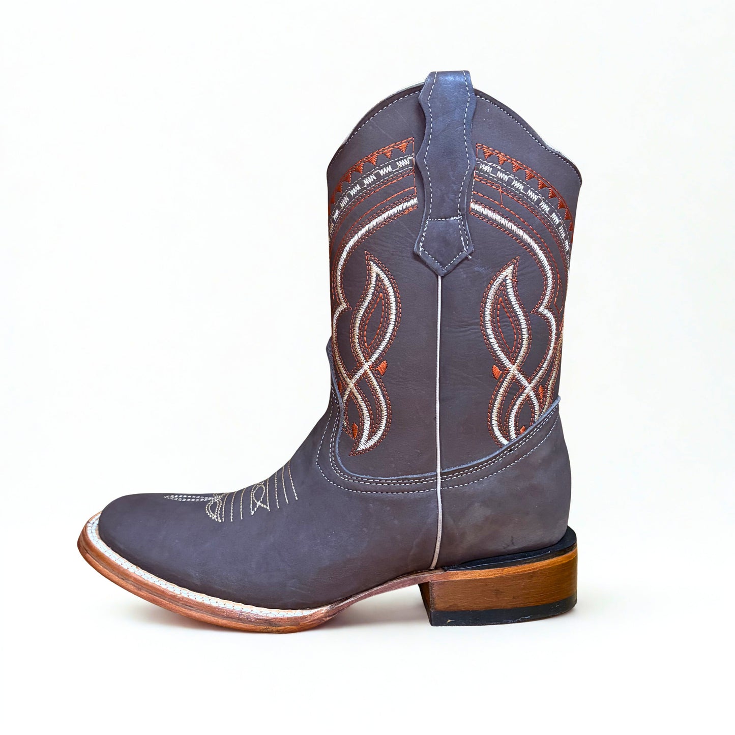 Arius Nubuck Cafe Bulldog western boot side view