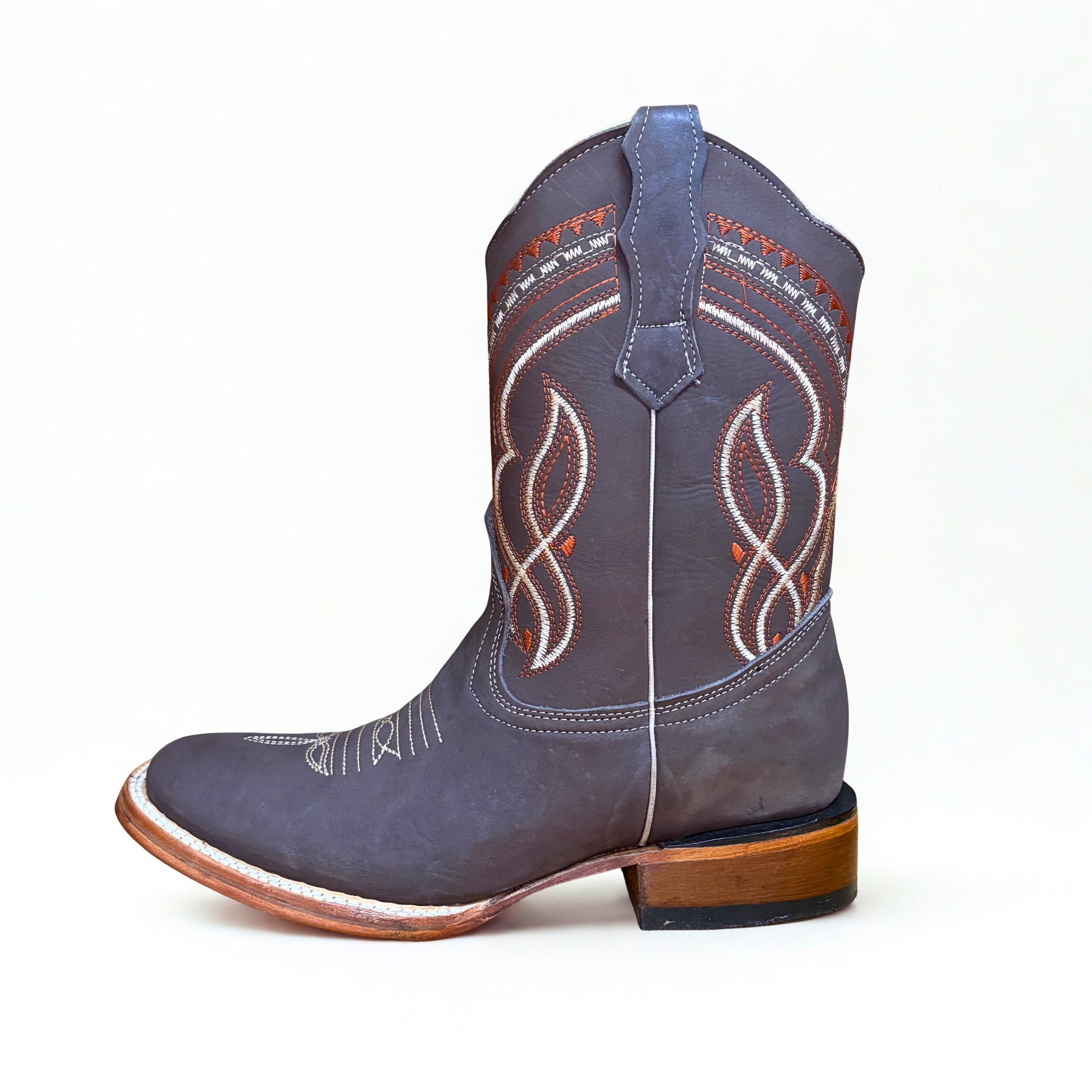 Arius Nubuck Cafe Bulldog western boot side view