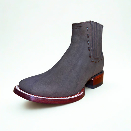 Nubuck Tobacco Wide Square Toe Ankle Boot