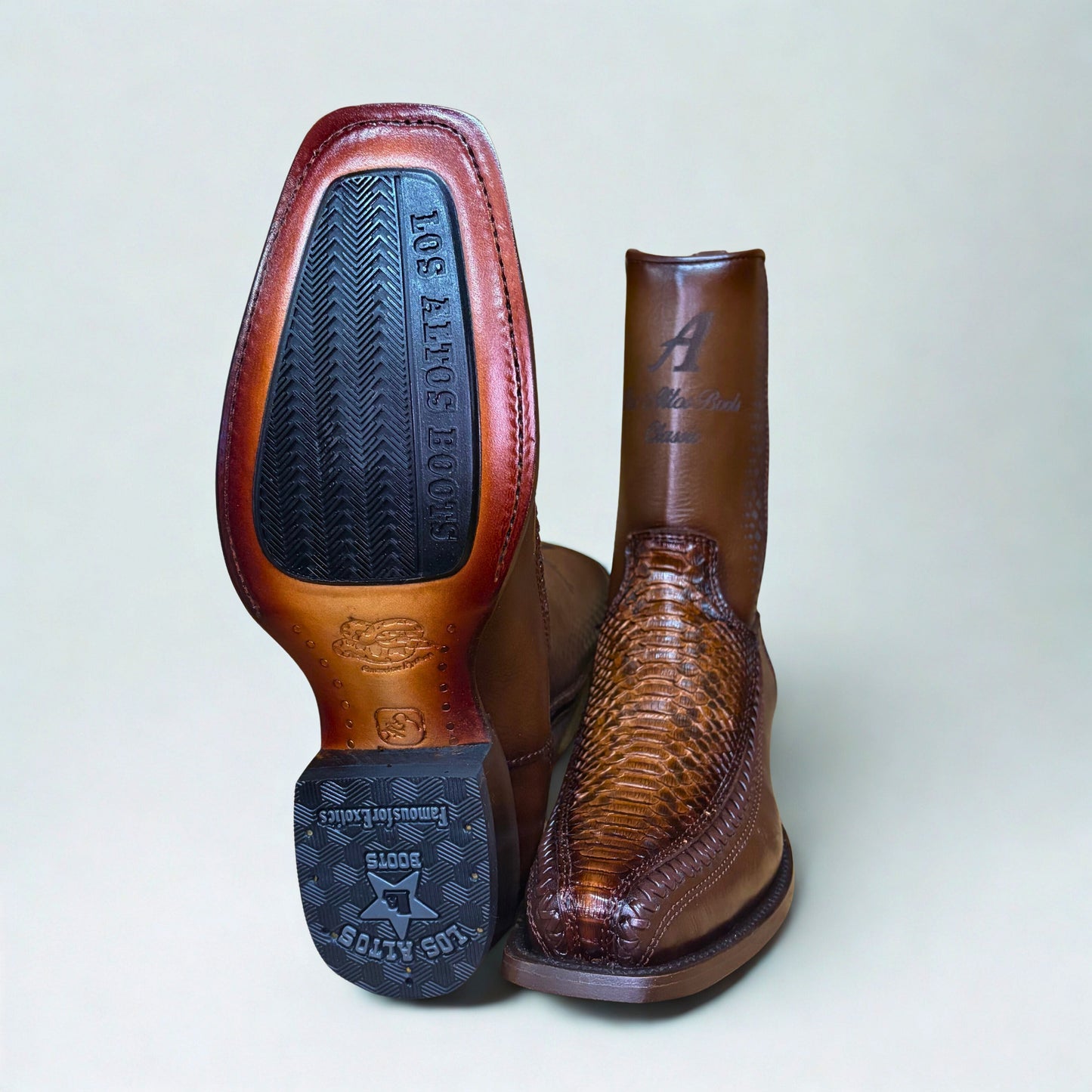 Los Altos Python Porto Faded Brown 7X Toe Low Shaft Boot outsole view