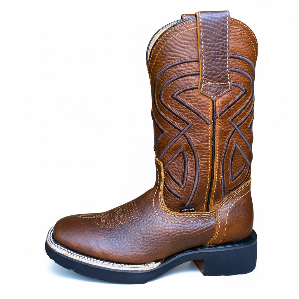 Cerro CT Crazy Ocre square toe western boot brown leather side view