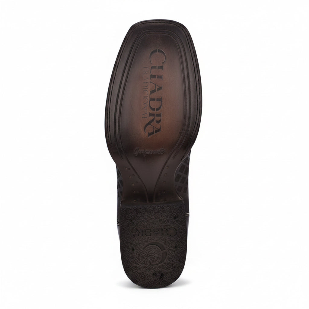 Cuadra engraved black western boot outsole view