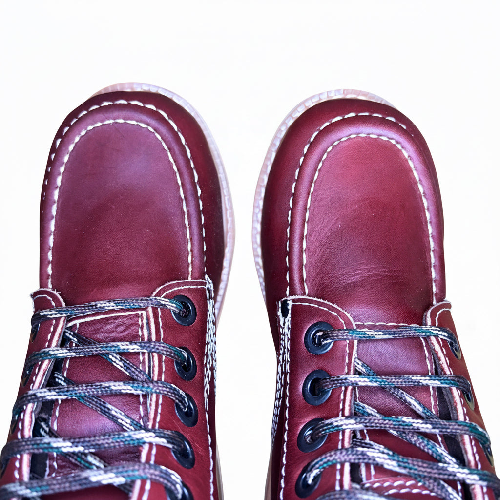 Cerro Piel Shedron Rayas Ambar leather work boots top view showing toe construction