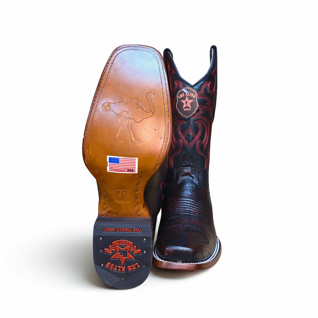 Outsole detail of Los Altos smooth ostrich rodeo boot