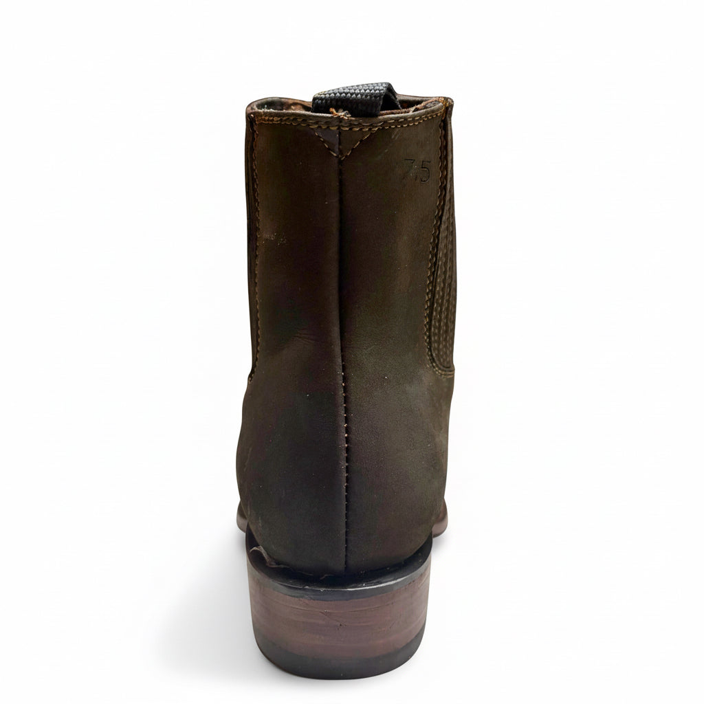 Cerro 1710 Nubuck Cafe Square Toe Botin rear view