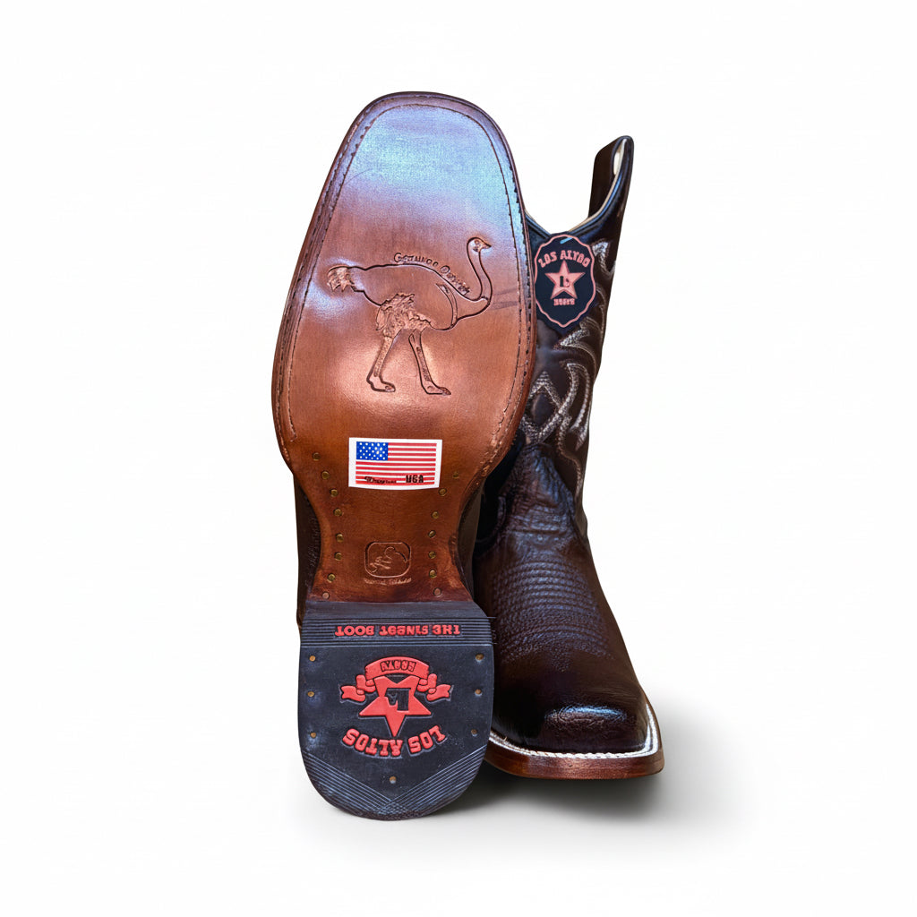 Los Altos ostrich leather rodeo boot outsole detail