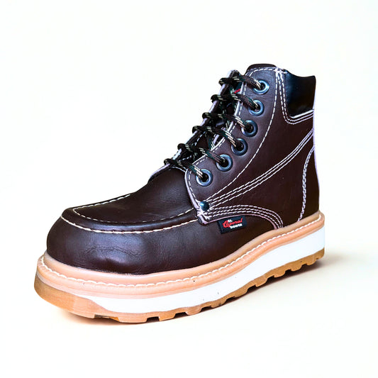 Cerro 545 Café Cactus steel toe work boot angled view