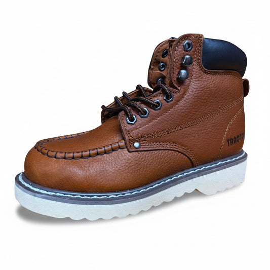 Tractor 1011P men’s brown leather work boot angled view