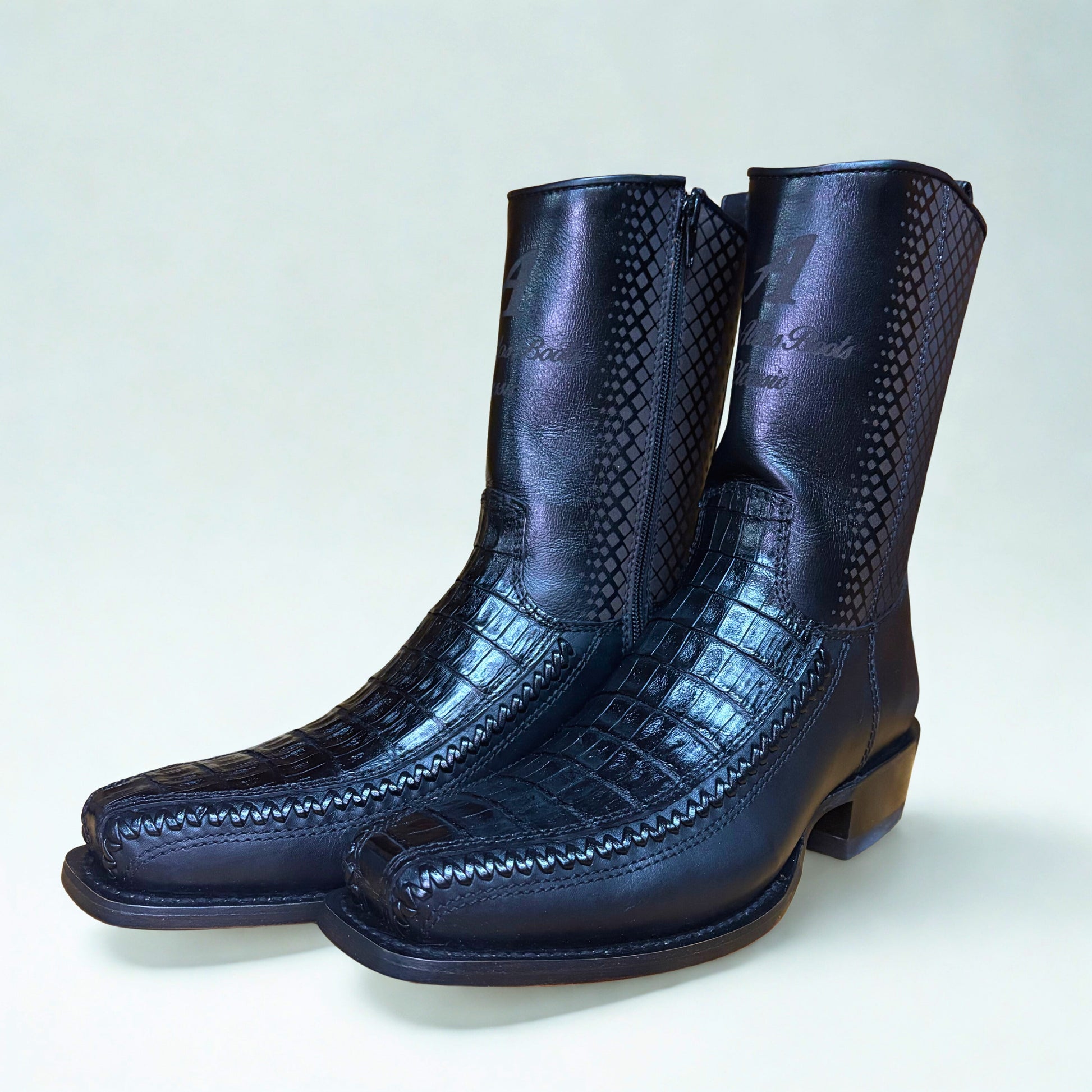 Los Altos Caiman Belly 7X Toe Low Shaft Boot front angle pair view