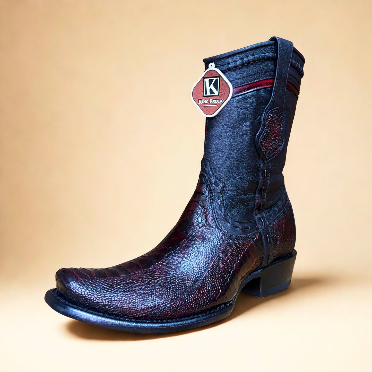 King Exotic Ostrich Leg Dubai Short Boot front angle