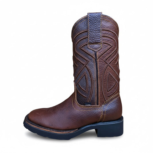 Cerro Crazy Cafe CT square toe brown leather work boot side view