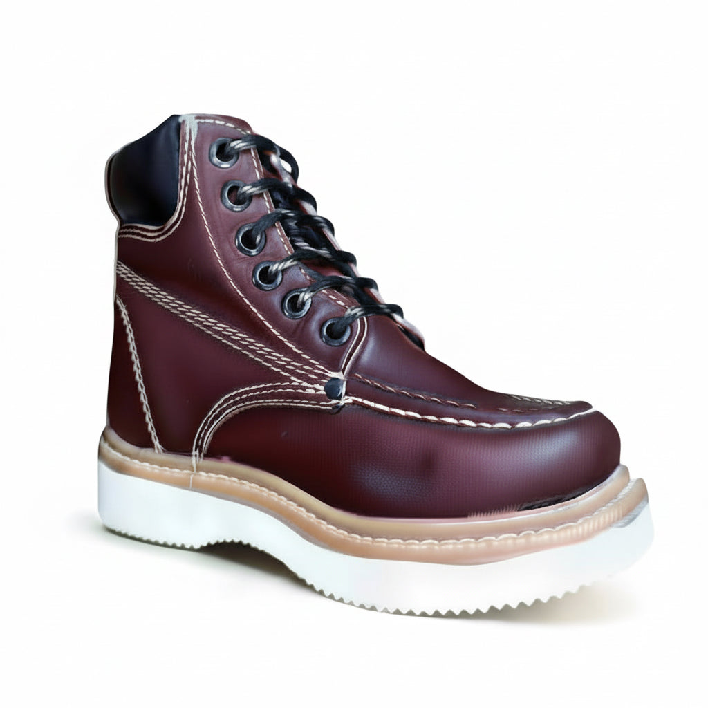 Cerro Piel Shedron Rayas Ambar men’s leather work boot angled profile with contrast sole