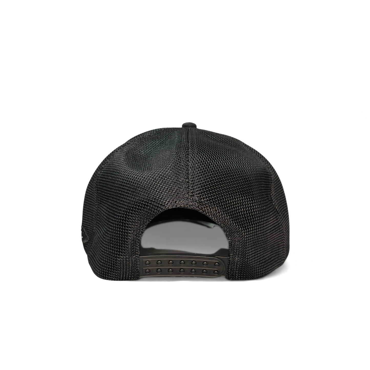 Back view of black Cuadra patterned cap with adjustable closure