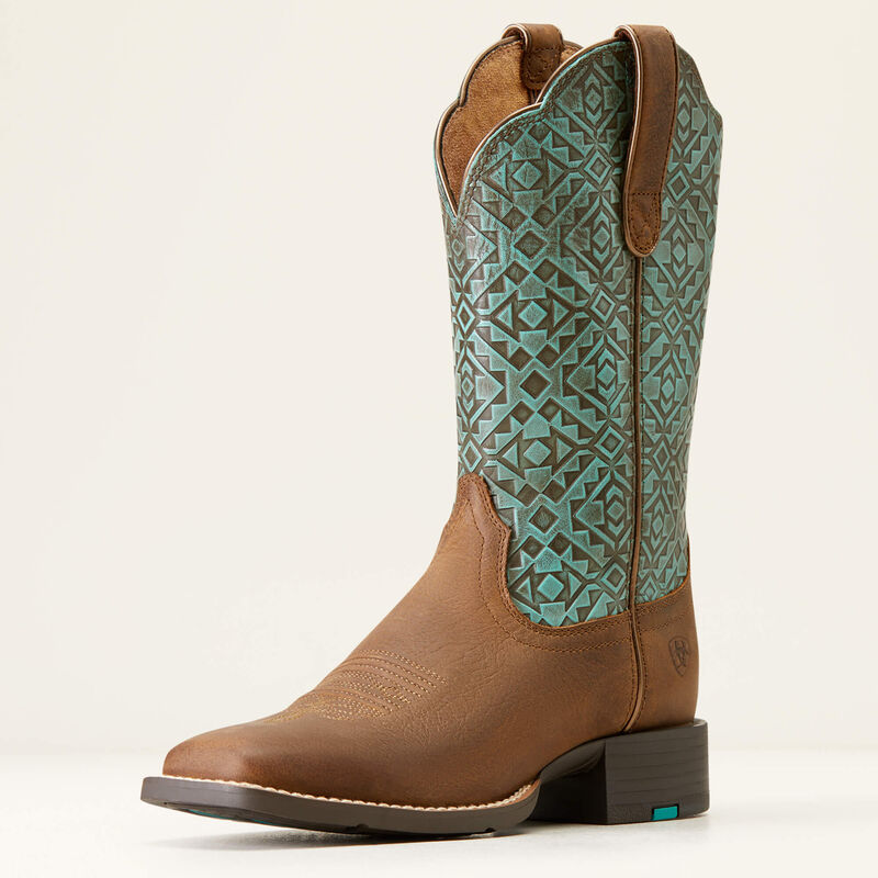 Ariat Round Up Wide Square Toe Western Boot front angled view