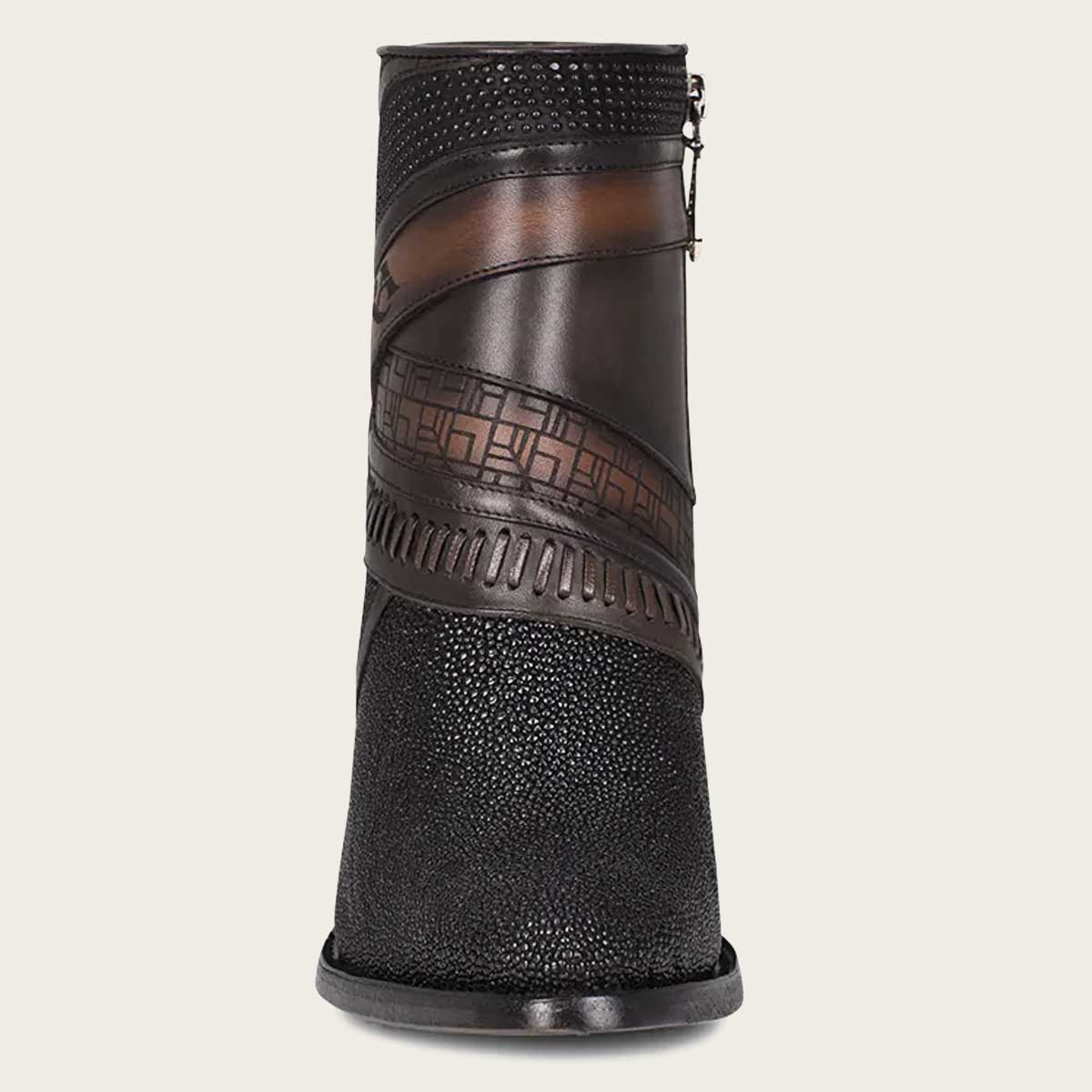 Hand Painted Exotic Black Stingray Leather Bootie