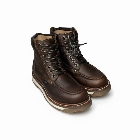 Cerro Anti-Clavos brown leather steel toe work boots angled view