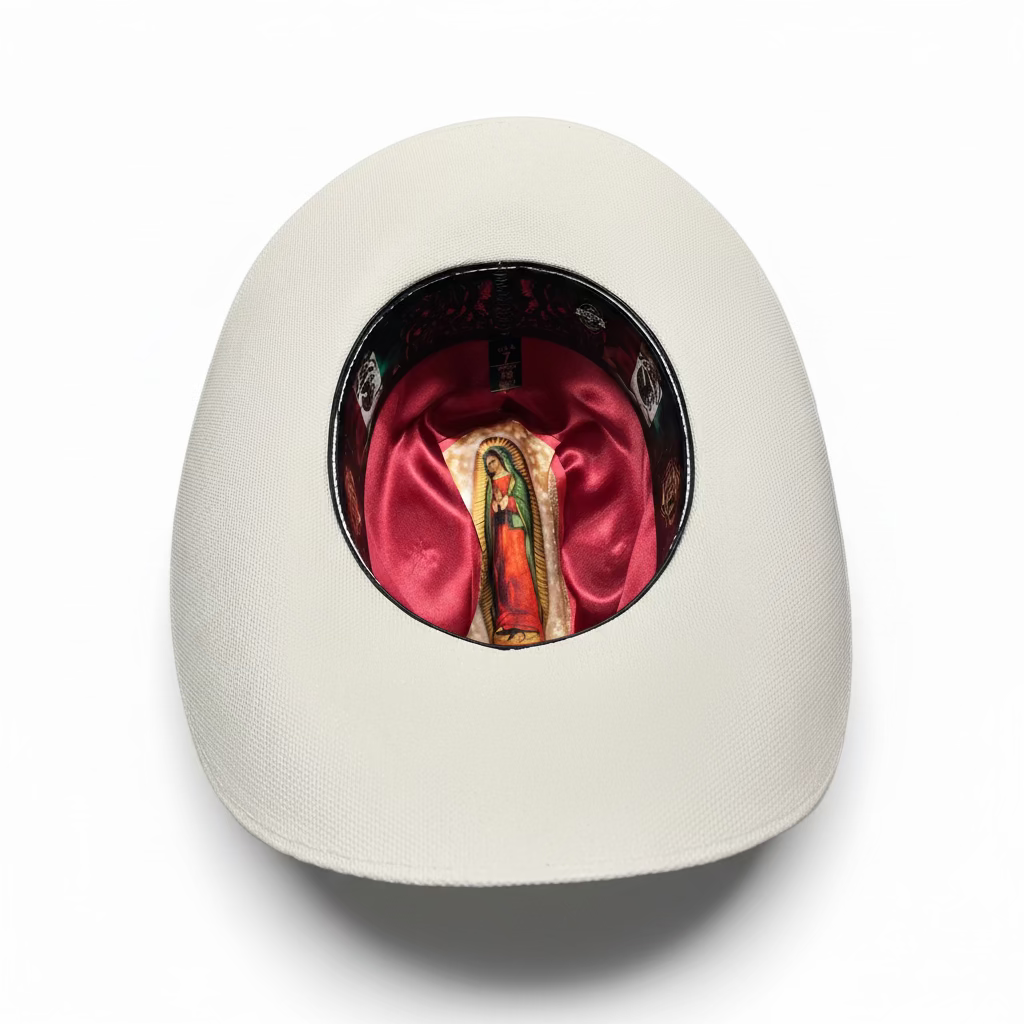 Cerro 1000X Virgen Maria White Hat Band Hat interior view