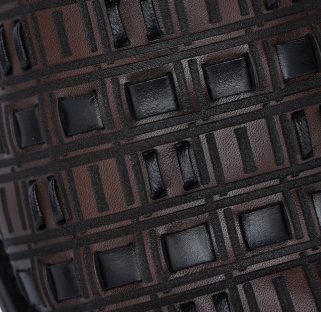 Chocolate & Black Laser & Woven & Zipper Boot