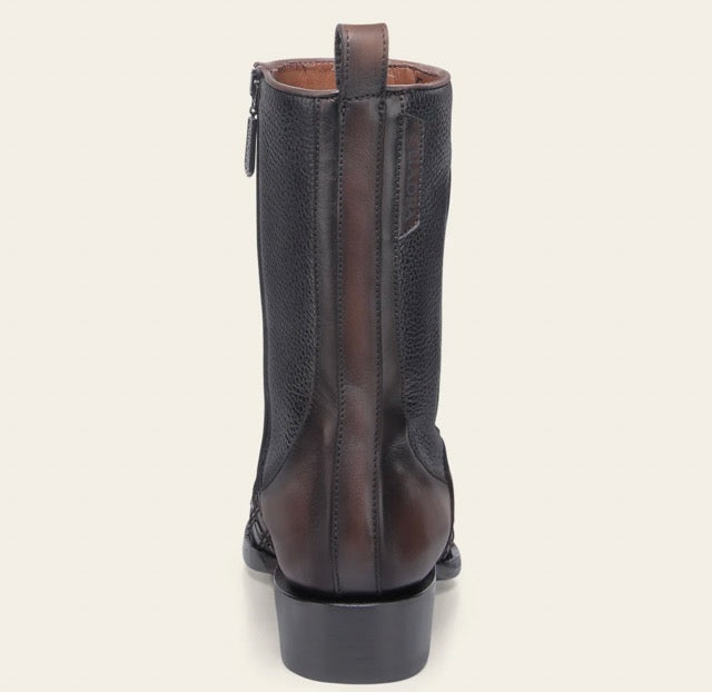 Chocolate & Black Laser & Woven & Zipper Boot