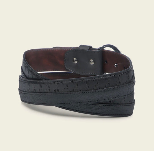 Grey Engraved Bovine Belt