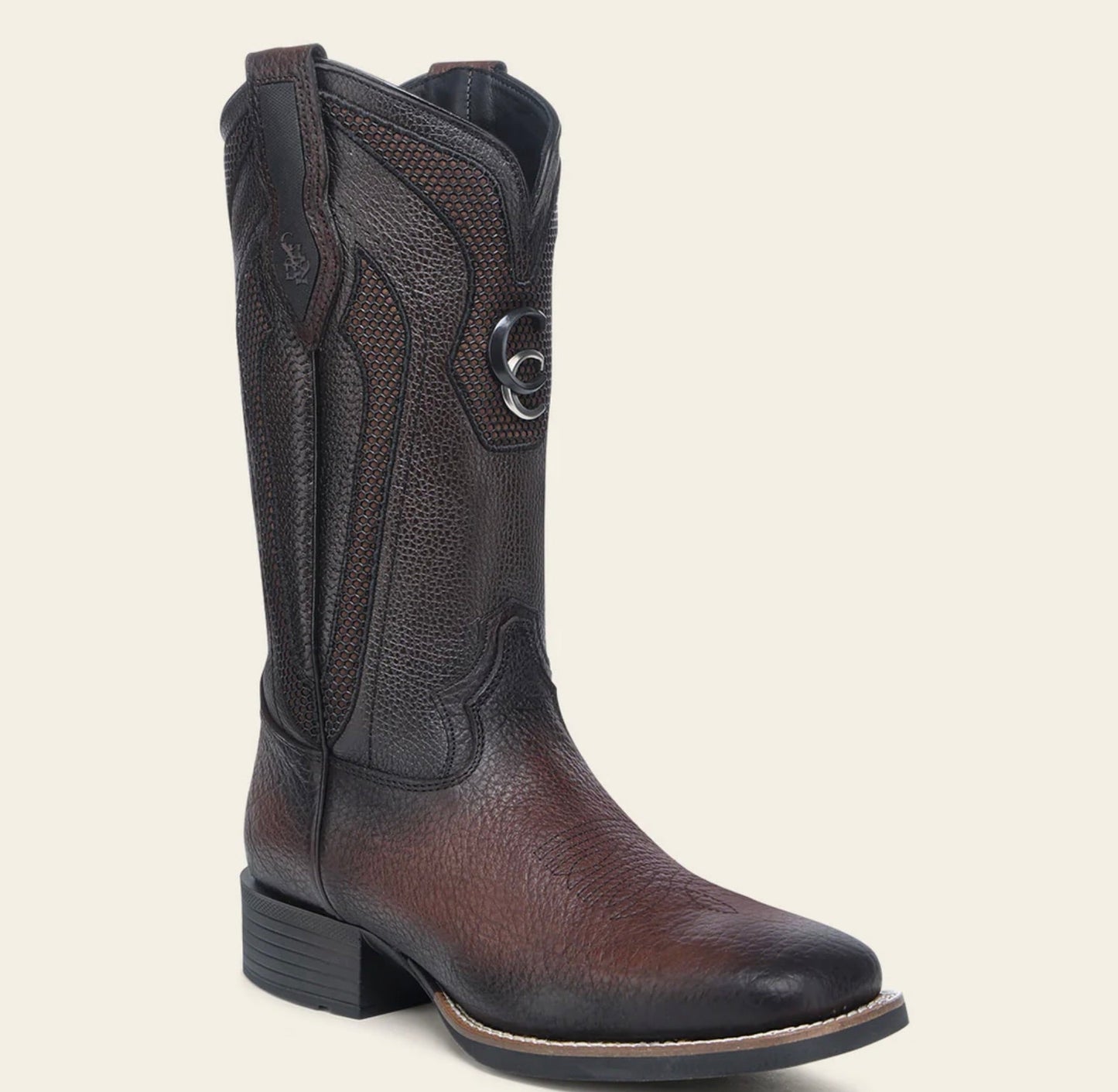 Bota con Bordado de Bisonte Americano con Punta Cuadrada
