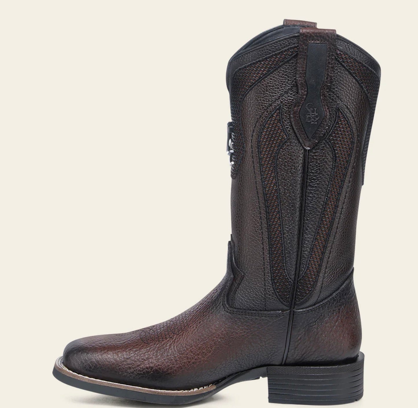 Bota con Bordado de Bisonte Americano con Punta Cuadrada