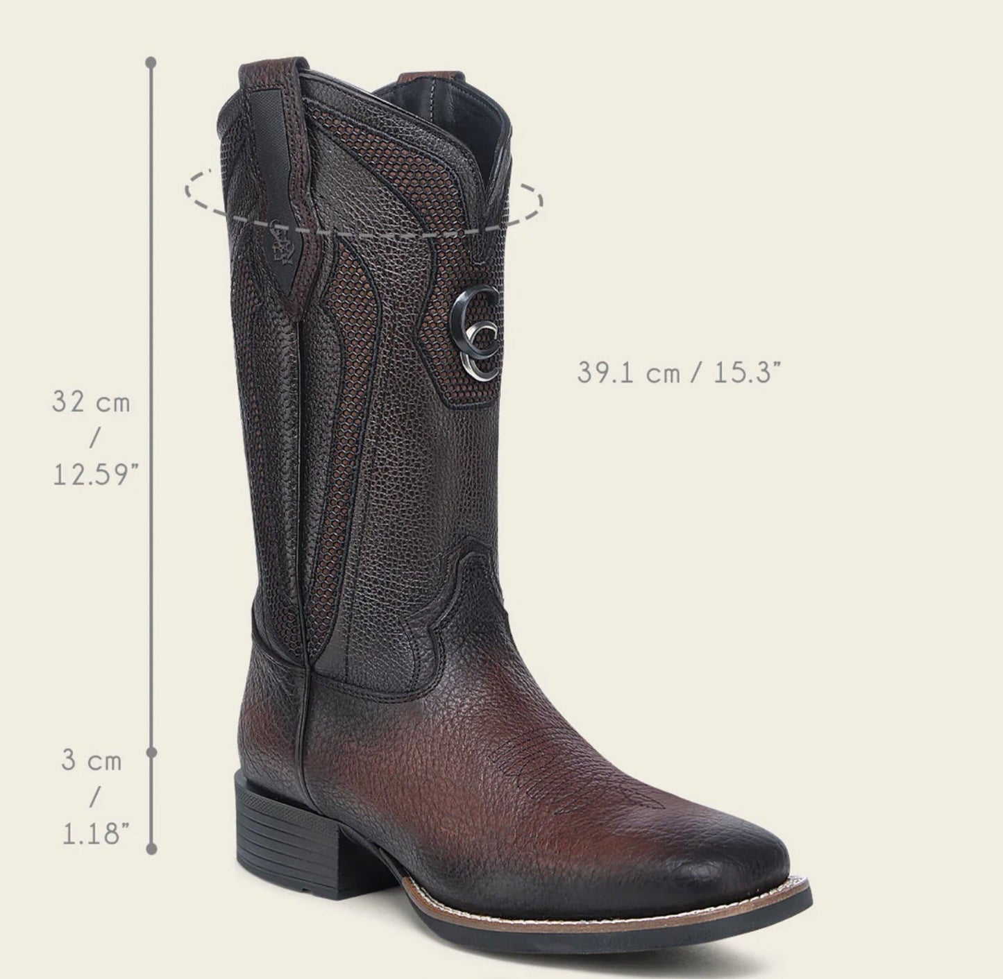 Bota con Bordado de Bisonte Americano con Punta Cuadrada