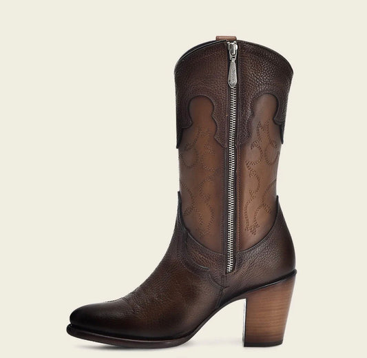 Cuadra Floral Embroidered Brown Women’s Cowboy Boot side view