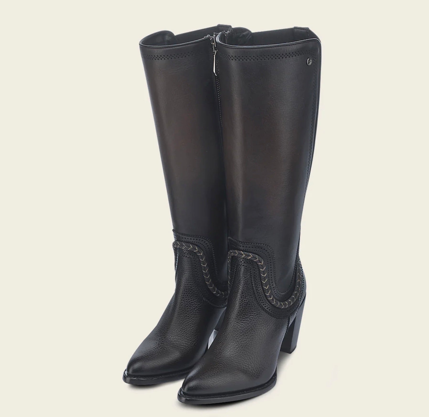 Cuadra Tall Elegant Bovine Boot pair view in dark brown leather