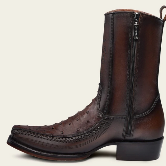 Cuadra Genuine Ostrich Leather Casual Boots brown side view